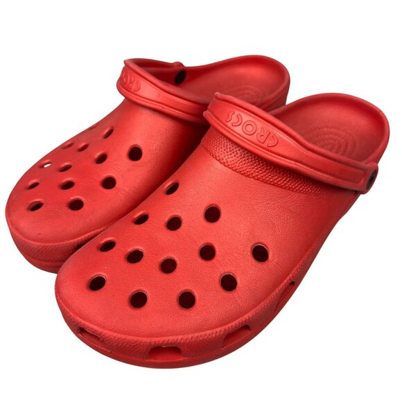 Crocs Classic Clog Unisex 12 Red Mules Lightweight Ventilation Back Strap - Picture 4 of 9